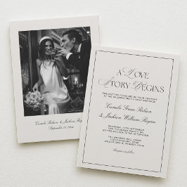 A Love Story Old Money Black and Ivory Wedding Einladung