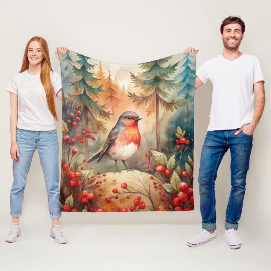 A lovely Robin in Autumn Fleecedecke (Beispiel)