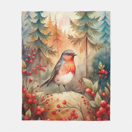 A lovely Robin in Autumn Fleecedecke (Vorderseite)