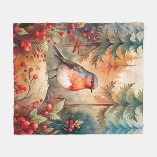 A lovely Robin in Autumn Fleecedecke (Vorderseite (Horizontal))