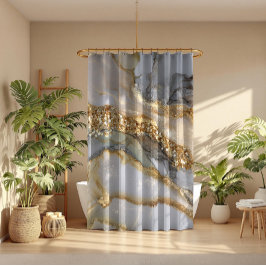 A luxurious gold and white marble background duschvorhang