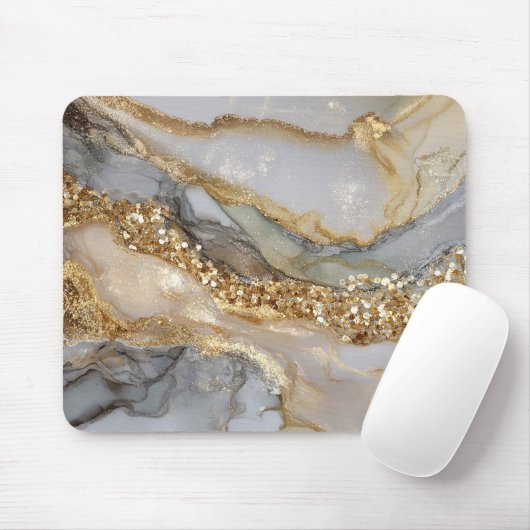 A luxurious gold and white marble background mousepad (Mit Mouse)