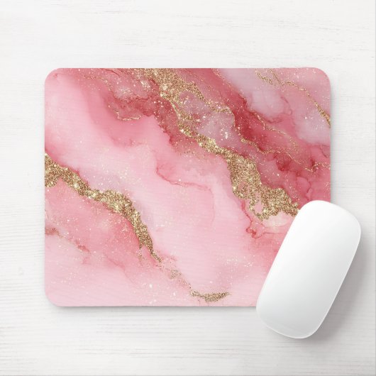 A luxurious pink marble background mousepad (Mit Mouse)