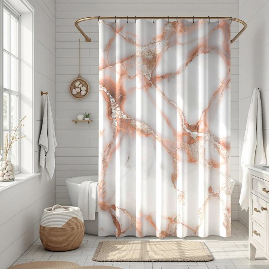 A luxurious rose-gold marble background duschvorhang