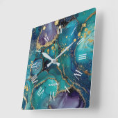 A luxurious rose-gold marble background square wal quadratische wanduhr (Winkel)