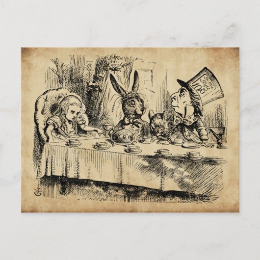 A Mad Tea-Party (1865) von John Tenniel Postkarte (Vorderseite)