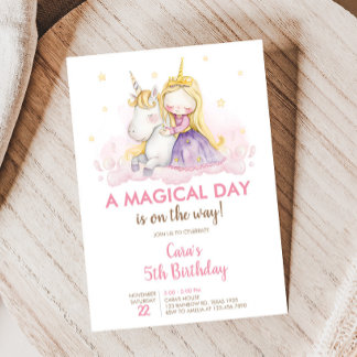 A Magical Day Unicorn Birthday Party  Einladung