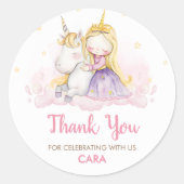 A Magical Day Unicorn Birthday Party Runder Aufkleber (Vorderseite)