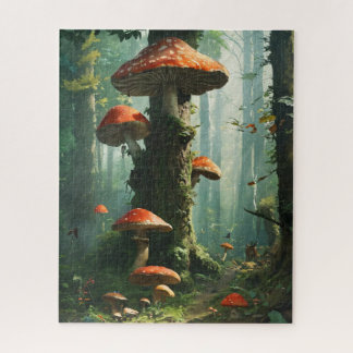 a magical forest, mushrooms, a mystical forest, to puzzle