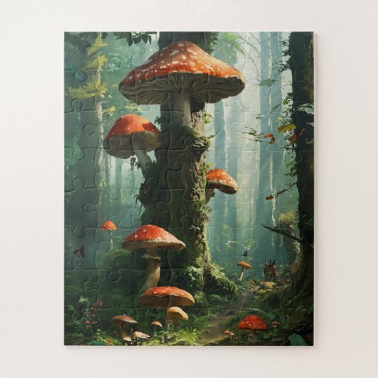 a magical forest, mushrooms, a mystical forest, to puzzle (Vertikal)