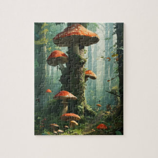 a magical forest, mushrooms, a mystical forest, to puzzle
