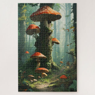 a magical forest, mushrooms, a mystical forest, to puzzle