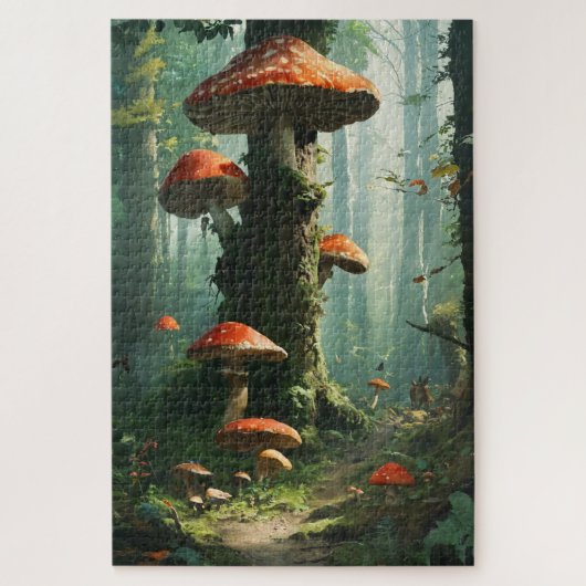 a magical forest, mushrooms, a mystical forest, to puzzle (Vertikal)