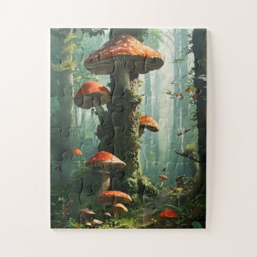 a magical forest, mushrooms, a mystical forest, to puzzle (Vertikal)