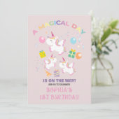 A Magical Unicorn Birthday Invitation Einladung (Stehend Vorderseite)