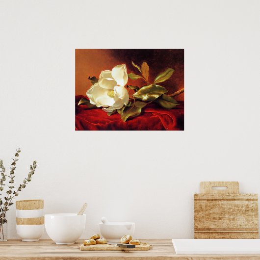 A Magnolia on Red Velvet Poster (Küche)