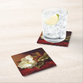 A Magnolia on Red Velvet Rechteckiger Pappuntersetzer (Vor Ort)