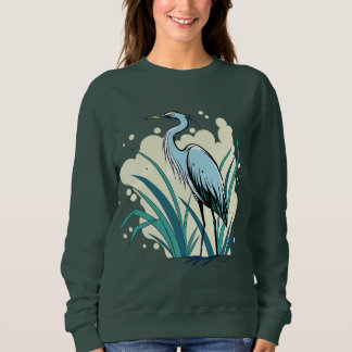 A Majestic Blue Heron Stands Tall In A Vibrant Nat Sweatshirt