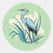 A-Majestic Blue Heron Stands Tall In A Vibrant Runder Aufkleber (Vorderseite)