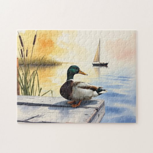 A Mallard rests on the dock Puzzle (Horizontal)