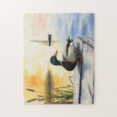 A Mallard rests on the dock Puzzle (Vertikal)