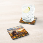 A Mama Horse and her Foal in Autumn Getränkeuntersetzer (Rechte Seite)