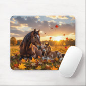 A Mama Horse and her Foal in Autumn Mousepad (Mit Mouse)