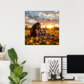 A Mama Horse and her Foal in Autumn Poster (Heimbüro)