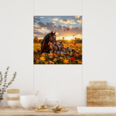 A Mama Horse and her Foal in Autumn Poster (Küche)
