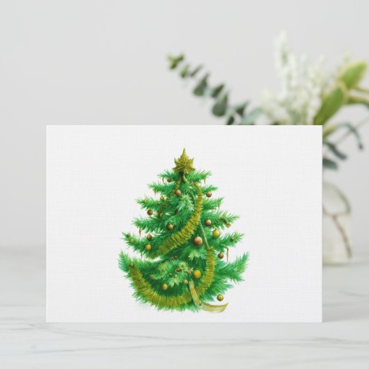 A Mandelbrot Christas Tree With Red & Green Bulbs Einladung (Stehend Vorderseite)