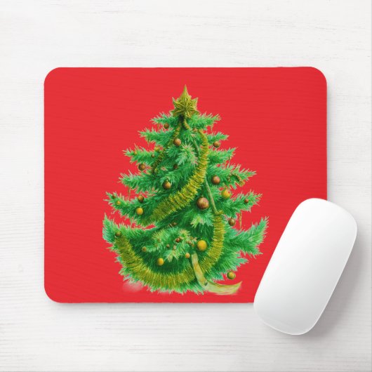 A Mandelbrot Christas Tree With Red & Green Bulbs Mousepad (Mit Mouse)