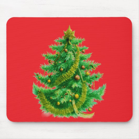 A Mandelbrot Christas Tree With Red & Green Bulbs Mousepad (Vorne)