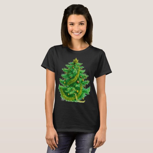 A Mandelbrot Christas Tree With Red & Green Bulbs T-Shirt (Vorne ganz)