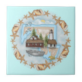 A Maryland Muscheln Lighthouse Keramik Tile Fliese (Vorderseite)