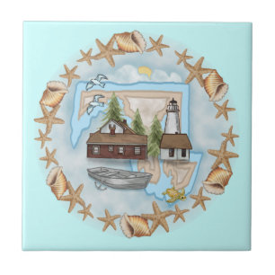 A Maryland Muscheln Lighthouse Keramik Tile Fliese