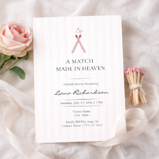 A Match Made in Heaven Elegant Bridal Shower Einladung