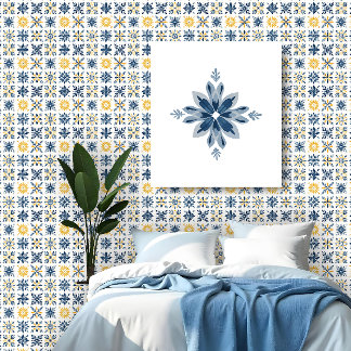 A Mediterranean Tile Design with Floral Geometric Tapete