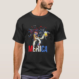 A-Merica Unabhängigkeitstag Huhn Bier Usa Flagge 4 T-Shirt
