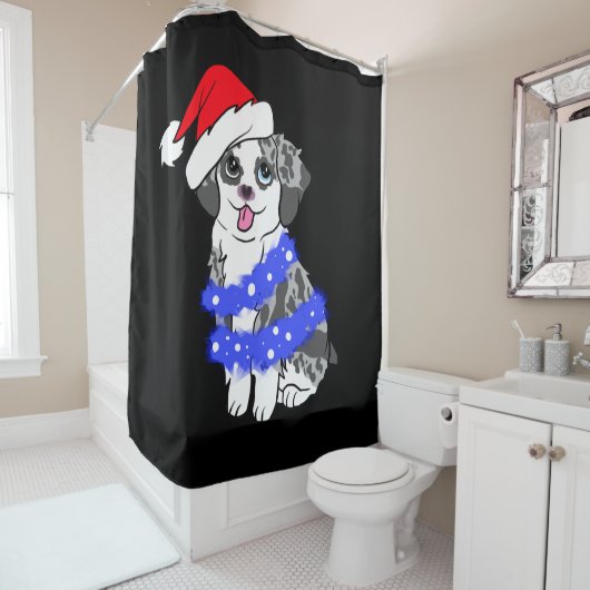 A Merle Australian Shepherd Christmas Duschvorhang (Beispiel)