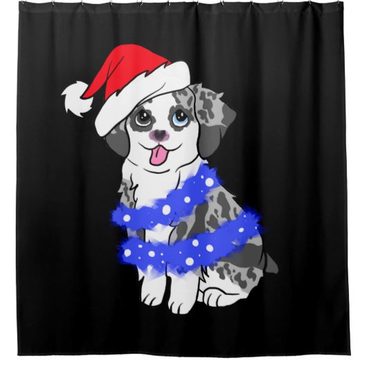 A Merle Australian Shepherd Christmas Duschvorhang (Vorderseite)