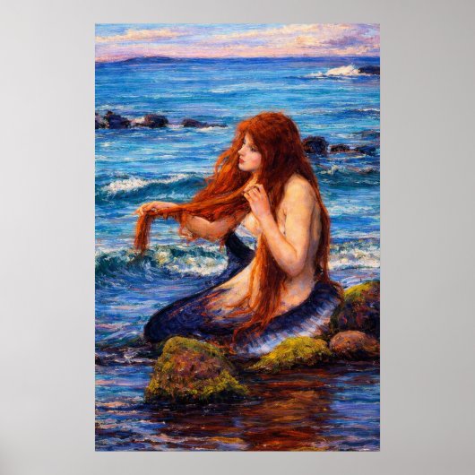 A Mermaid by John William Waterhouse Poster (Vorne)