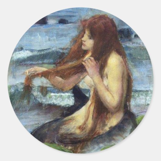 A Mermaid (Studie) Runder Aufkleber (Vorderseite)