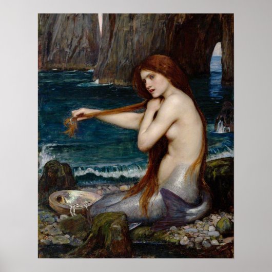 "A Mermaid" von John William Waterhouse poster (Vorne)