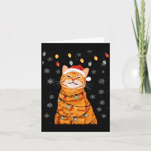 A Merry Christmas Lights Snowflake Ginger Cat Oran Karte (Vorderseite)