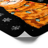 A Merry Christmas Lights Snowflake Ginger Cat Oran Poster (Ecke)