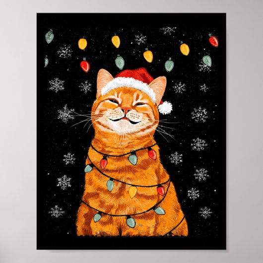 A Merry Christmas Lights Snowflake Ginger Cat Oran Poster (Vorne)