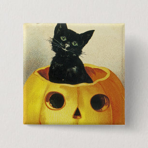 A Merry Haloween Kitten Button
