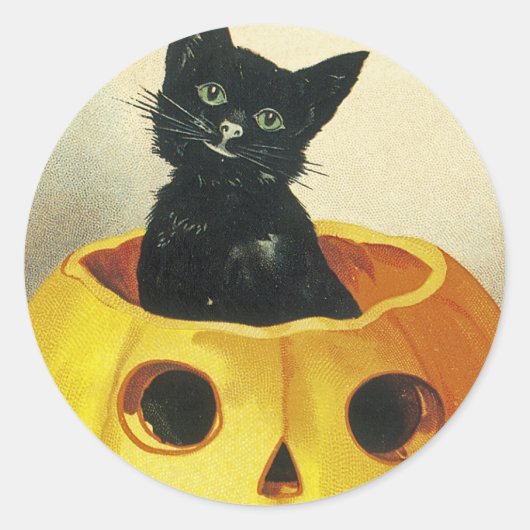 A Merry Haloween Kitten Runder Aufkleber (Vorderseite)