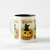 A Merry Haloween Kitten Zweifarbige Tasse (Vorderseite Links)