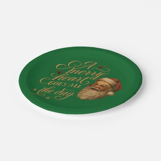 A merry heart goes all the day Santa Pappteller (Schrägansicht)